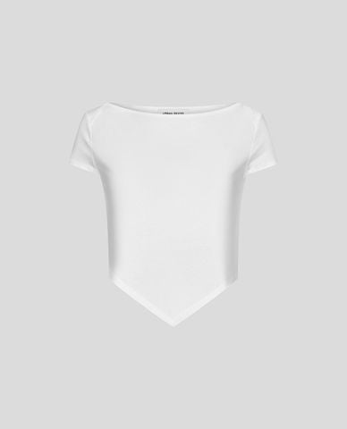  URBAN REVIVO - Áo croptop nữ cổ thuyền tay ngắn 