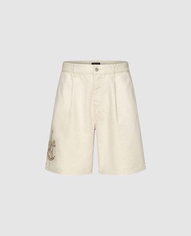  URBAN REVIVO - Quần short jeans nam thêu họa tiết 