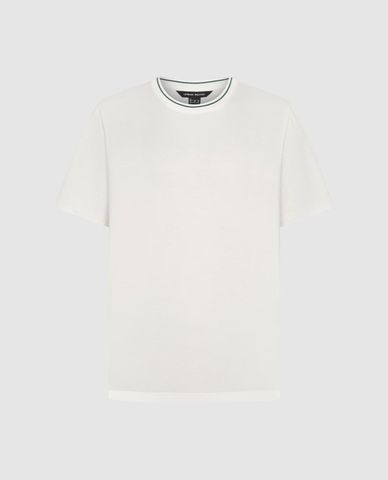  URBAN REVIVO - Áo thun nam cổ tròn tay ngắn phối viền 