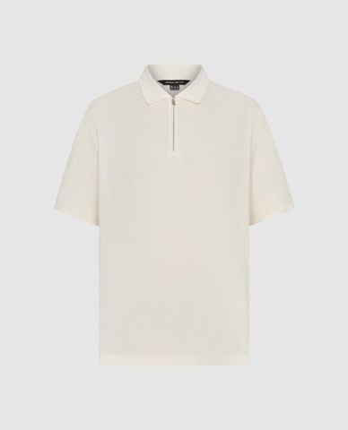  URBAN REVIVO - Áo polo nam tay ngắn phối khoá zip 