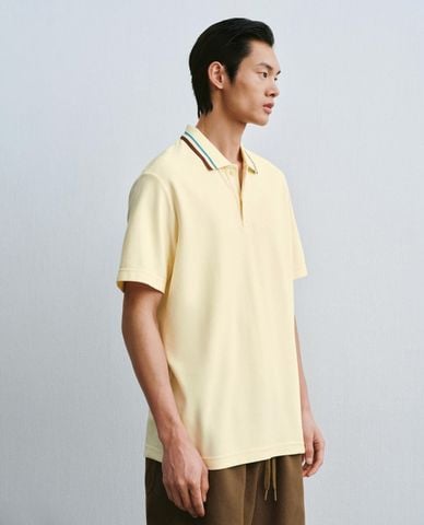  URBAN REVIVO - Áo polo nam cổ bẻ tay ngắn viền sọc 