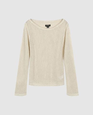  URBAN REVIVO - Áo dệt kim nữ cổ tròn tay dài dáng suông 