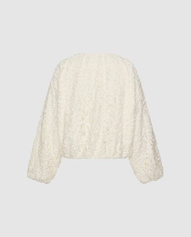  URBAN REVIVO - Áo khoác croptop nữ cổ tròn phối khoá zip 