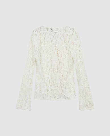  URBAN REVIVO - Áo kiểu nữ cổ V tay dài buộc dây 