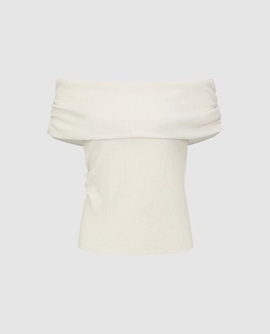  URBAN REVIVO - Áo trễ vai nữ phom ôm nữ tính 