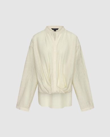  URBAN REVIVO - Áo sơ mi nữ cổ trụ tay dài dáng xoắn 