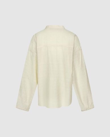  URBAN REVIVO - Áo sơ mi nữ cổ trụ tay dài dáng xoắn 