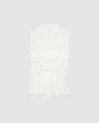  URBAN REVIVO - Áo sát nách nữ cổ tròn xếp tầng 