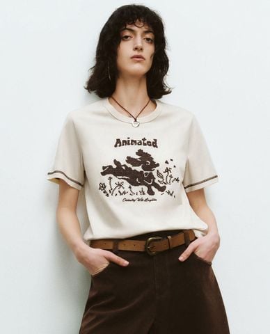  URBAN REVIVO - Áo thun nữ cổ tròn tay ngắn Regular 