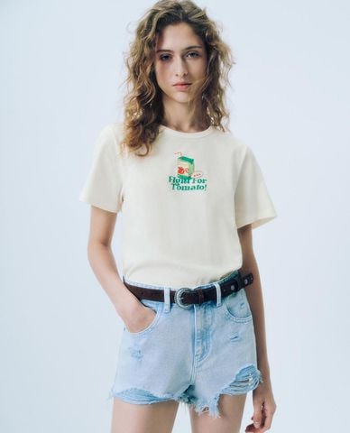 URBAN REVIVO - Áo thun nữ cổ tròn tay ngắn Printed 