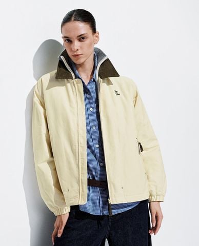  URBAN REVIVO - Áo khoác bomber nữ cổ bẻ khoá kéo 