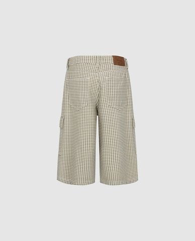  URBAN REVIVO - Quần short nữ ống rộng kẻ caro túi hộp 