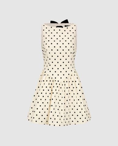  URBAN REVIVO - Đầm sát nách mini chấm bi phối nơ cổ điển 
