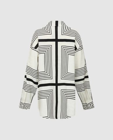  URBAN REVIVO - Áo sơ mi nữ cổ bẻ tay dài họa tiết kẻ vuông 