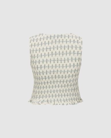  URBAN REVIVO - Áo sát nách nữ cổ V phối viền bèo 