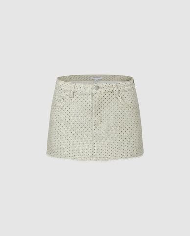  URBAN REVIVO - Quần short giả váy nữ denim chấm bi 