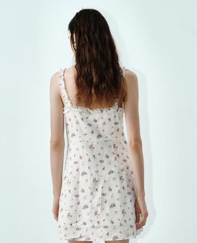  URBAN REVIVO - Đầm hai dây mini cổ tim bèo nhún 