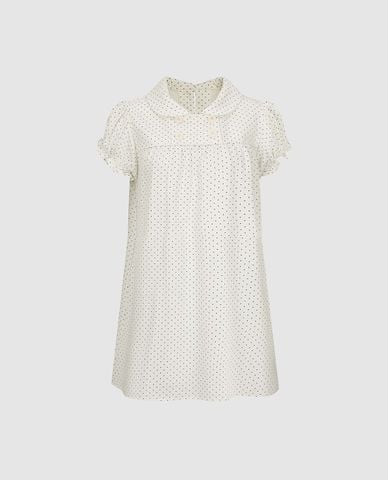  URBAN REVIVO - Đầm mini tay bồng họa tiết chấm bi 