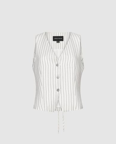  URBAN REVIVO - Áo khoác gile nữ cổ V phối dây nơ 