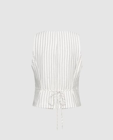  URBAN REVIVO - Áo khoác gile nữ cổ V phối dây nơ 