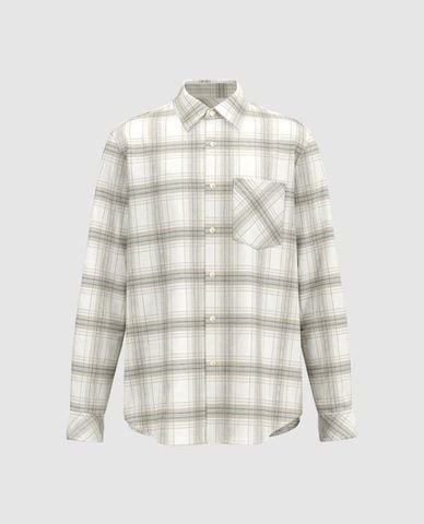  URBAN REVIVO - Áo sơ mi nam cổ bẻ tay dài họa tiết caro 