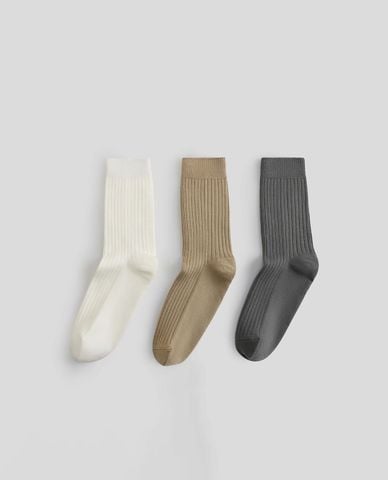  URBAN REVIVO - Set 3 vớ nam cổ cao dệt gân 