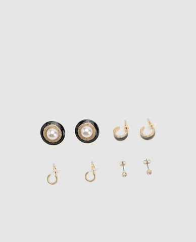  URBAN REVIVO - Set khuyên tai nữ phối ngọc trai cổ điển 