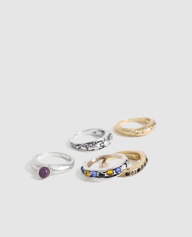  URBAN REVIVO - Set nhẫn nữ nhiều kiểu phối đá đa sắc 