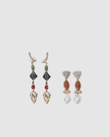  URBAN REVIVO - Set 2 khuyên tai nữ đa sắc 
