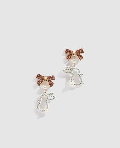  URBAN REVIVO - Set khuyên tai nữ hình thỏ phối nơ 