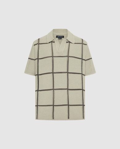  URBAN REVIVO - Áo dệt kim nam cổ bẻ tay ngắn thời trang 