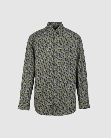  URBAN REVIVO - Áo sơ mi nam cổ bẻ tay dài in họa tiết 