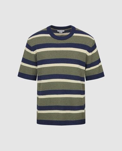  URBAN REVIVO - Áo thun nam cổ tròn tay ngắn kẻ sọc 