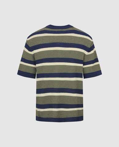  URBAN REVIVO - Áo thun nam cổ tròn tay ngắn kẻ sọc 