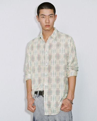  URBAN REVIVO - Áo sơ mi nam cổ bẻ tay dài Loose 