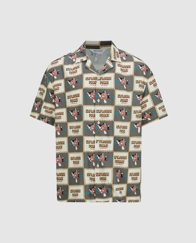  URBAN REVIVO - Áo sơ mi nam cổ bẻ tay ngắn Print 