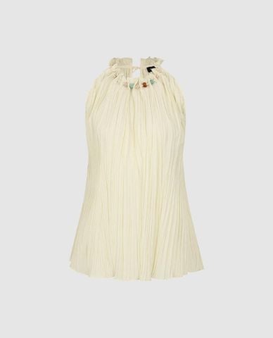  URBAN REVIVO - Áo sát nách nữ cổ yếm viền bèo nhún 