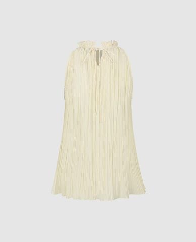  URBAN REVIVO - Áo sát nách nữ cổ yếm viền bèo nhún 