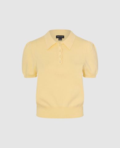  URBAN REVIVO - Áo dệt kim nữ cổ bẻ tay phồng 