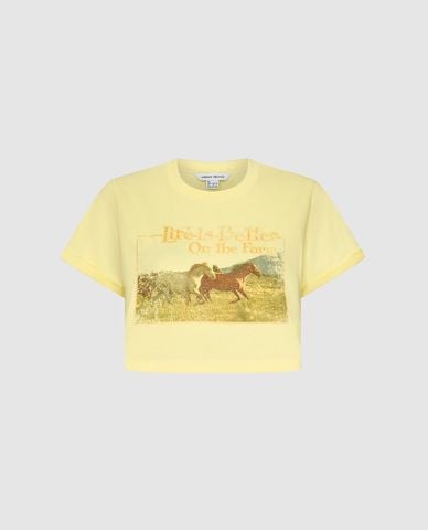  URBAN REVIVO - Áo croptop nữ tay ngắn in họa tiết 