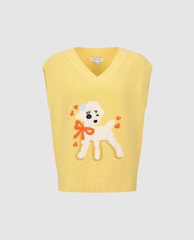  URBAN REVIVO - Áo khoác gilet nữ dệt kim cổ tròn 