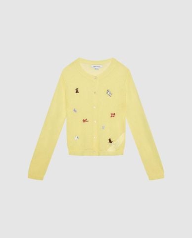  URBAN REVIVO - Áo khoác cardigan nữ dệt kim thêu họa tiết 