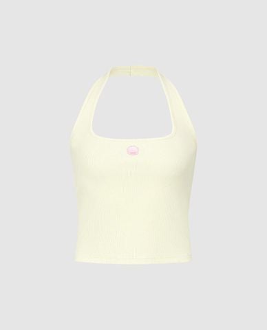  URBAN REVIVO - Áo kiểu nữ cổ yếm phom croptop 