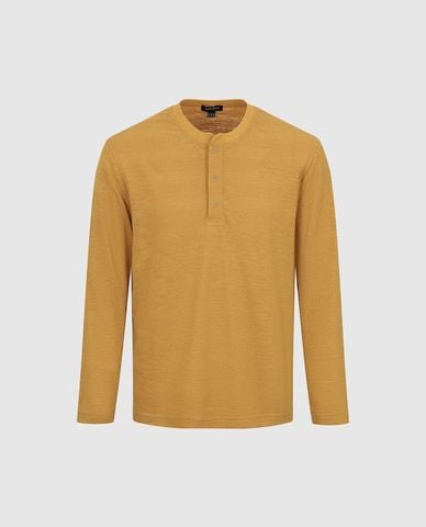  URBAN REVIVO - Áo thun nam cổ henley tay dài 