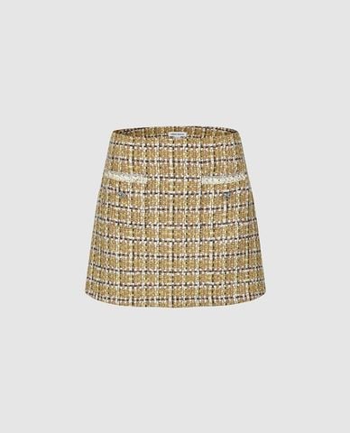  URBAN REVIVO - Chân váy chữ A mini họa tiết caro 