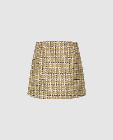  URBAN REVIVO - Chân váy chữ A mini họa tiết caro 