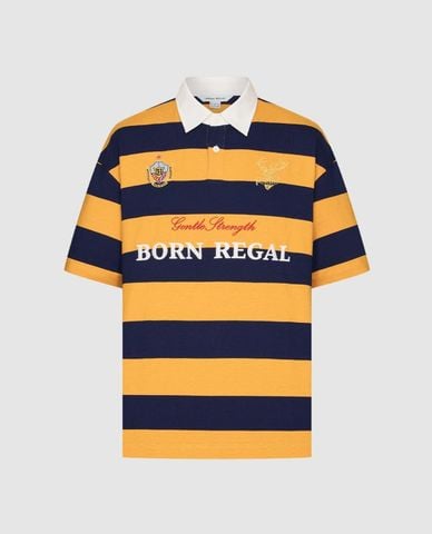  URBAN REVIVO - Áo polo nam cổ bẻ tay ngắn kẻ sọc 