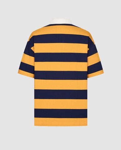  URBAN REVIVO - Áo polo nam cổ bẻ tay ngắn kẻ sọc 