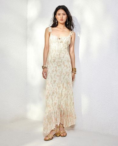  URBAN REVIVO - Đầm hai dây maxi hoa nhí 