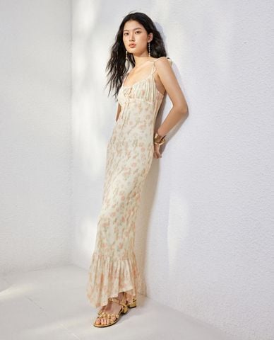  URBAN REVIVO - Đầm hai dây maxi hoa nhí 